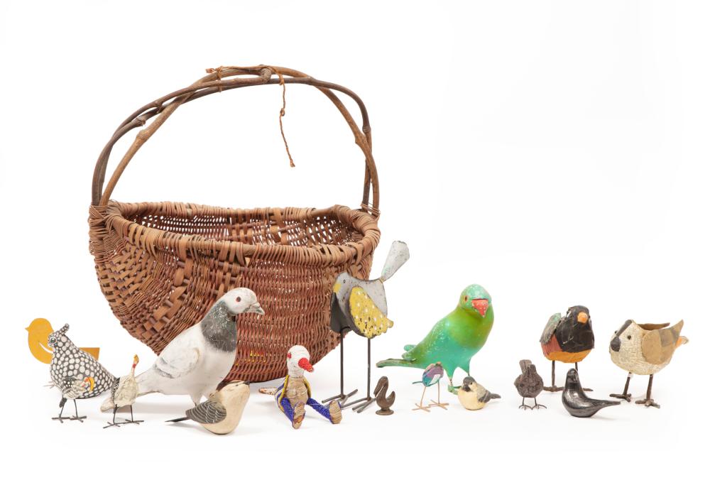 Appraisal: Seventeen Decorative Bird Figures incl metal wood papier mache bead