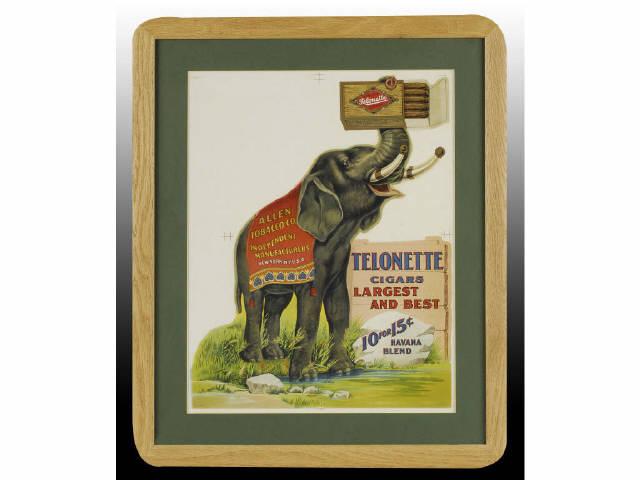 Appraisal: Telonette Cigars Paper Sign Description Circa s Very bright with