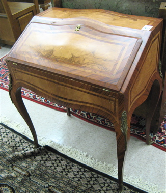 Appraisal: LOUIS XV STYLE SLANT-TOP WRITING DESK with burl walnut and