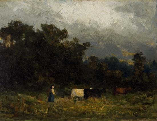 Appraisal: EDWARD MITCHELL BANNISTER - Untitled Oil on cardstock board circa