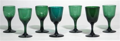 Appraisal: Set of six green blown glasses Height in PROVENANCE From