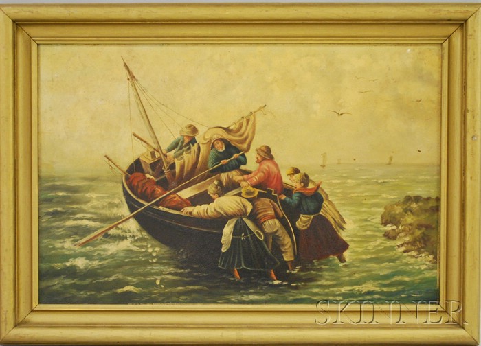 Appraisal: Framed Oil on Artist's Board of a Fishing Boat Ashore