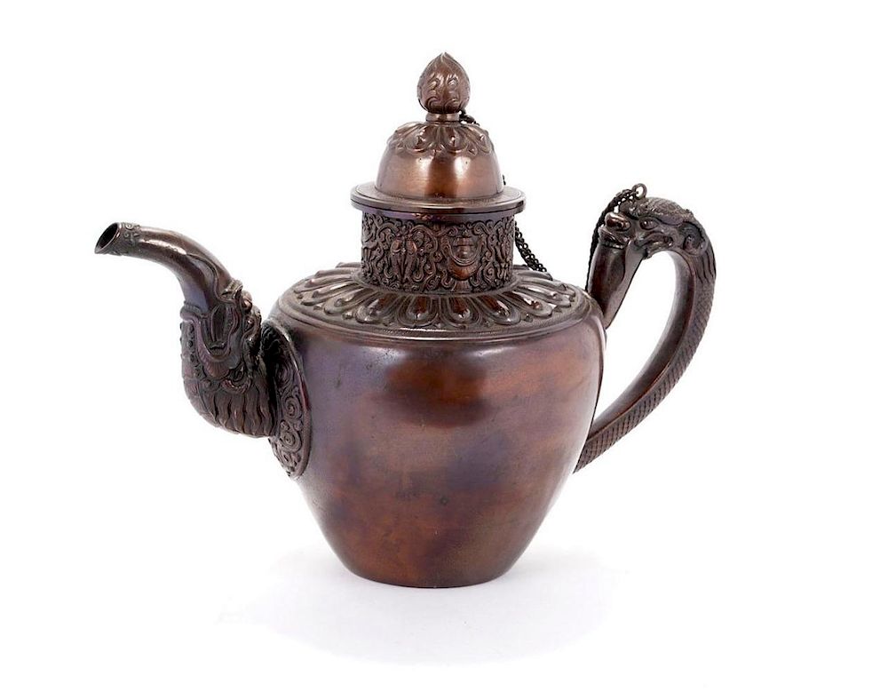 Appraisal: Ceremonial Teapot Tibet th Century Heavy ceremonial copper teapot on