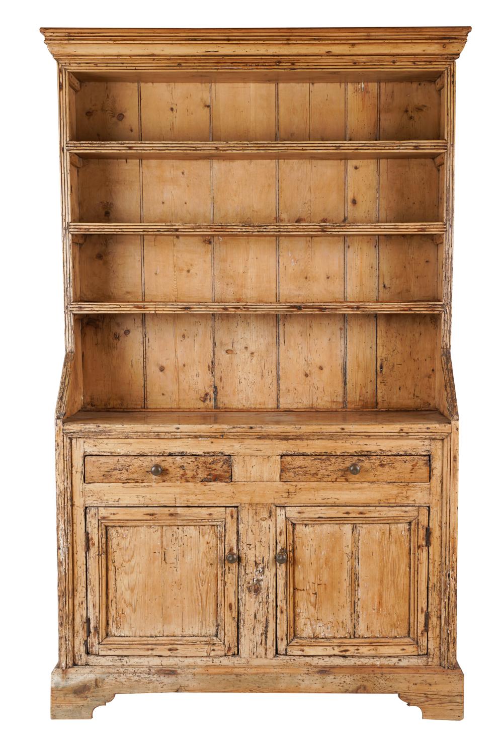 Appraisal: RUSTIC PINE HUTCHhaving three shelves over two drawers above a