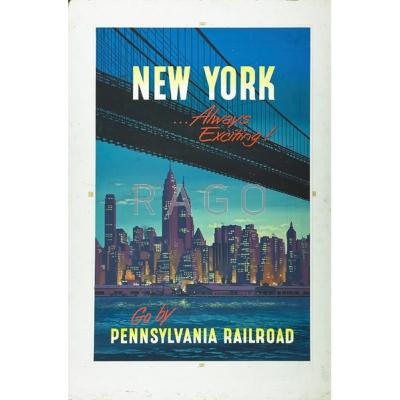 Appraisal: PENNSYLVANIA RAILROAD POSTER ORIGINAL ARTWORK Gouache illustration by John Collins