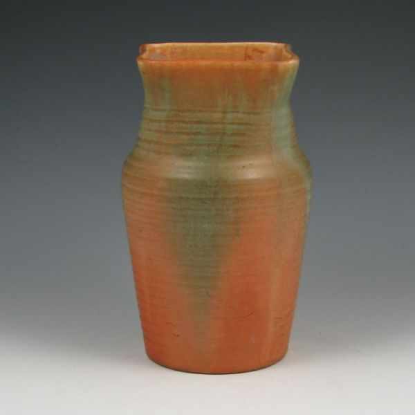 Appraisal: Muncie vase in Matte Green over Pumpkin Marked MUNCIE Excellent