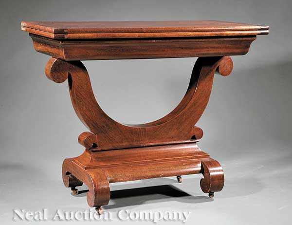 Appraisal: An American Late Classical Carved Mahogany Games Table c -