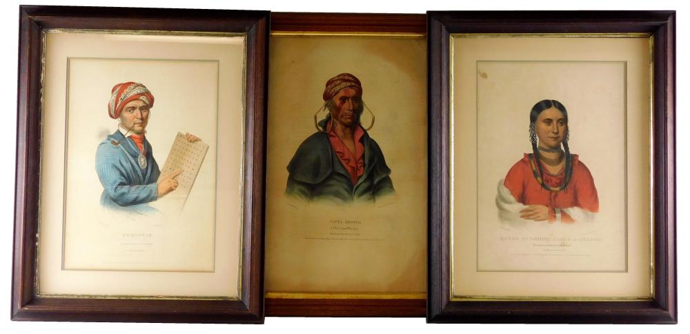 Appraisal: Three lithographs of Native Americans form McKenney and Hall's Indian