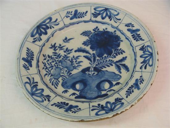 Appraisal: th Century Delft blue and white dish with styalised border