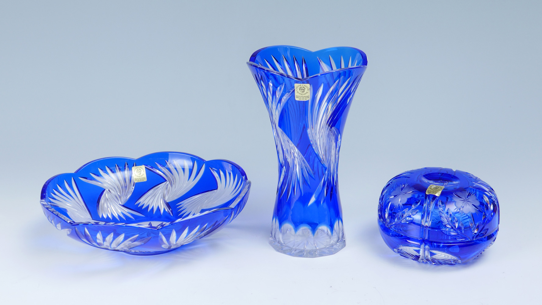 Appraisal: PC BLUE CUT TO CLEAR CAESAR CRYSTAL Comprising - Flaring