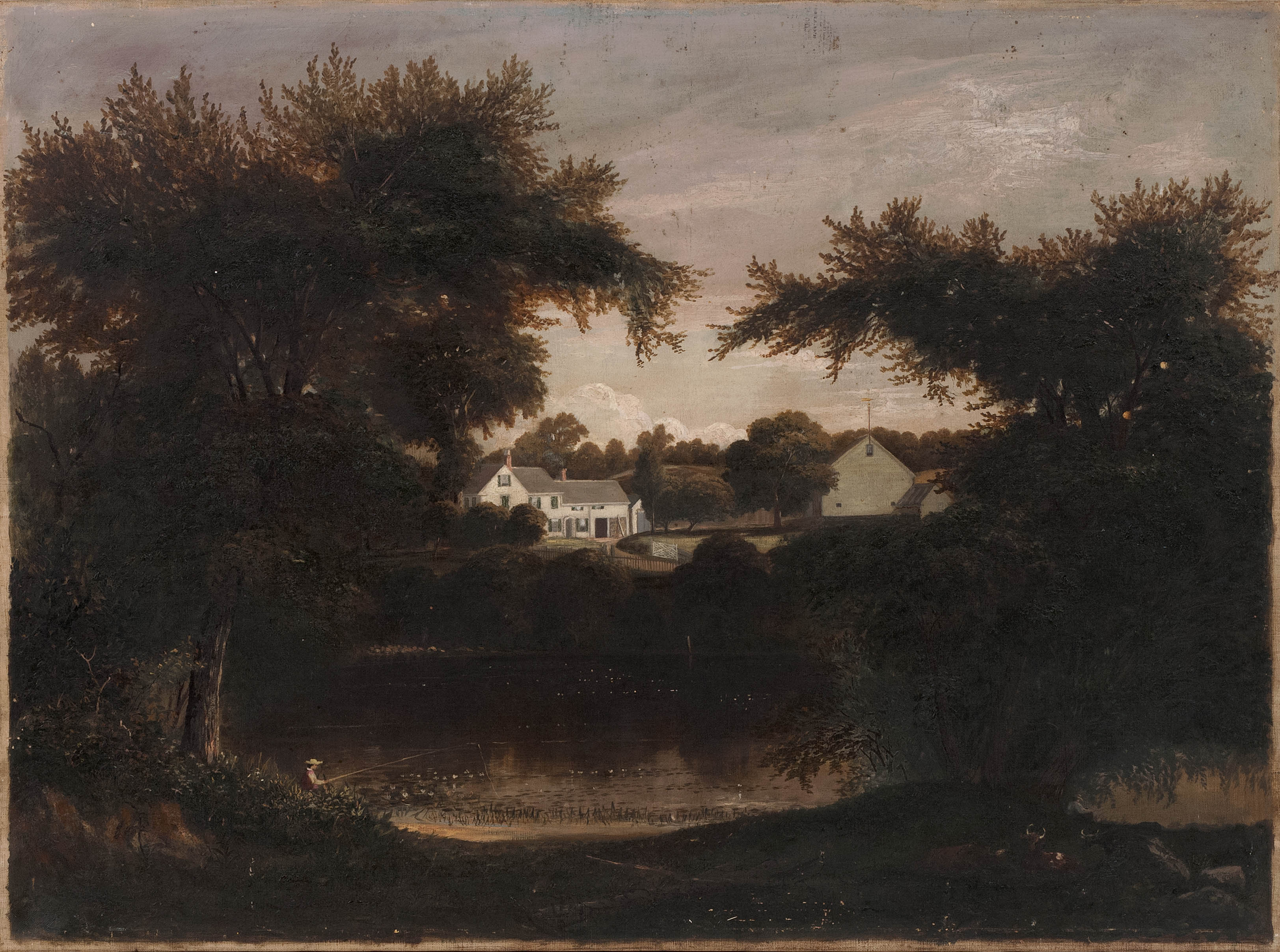 Appraisal: PAINTING OF A NEW ENGLAND FARM th CenturyTwo fishermen and