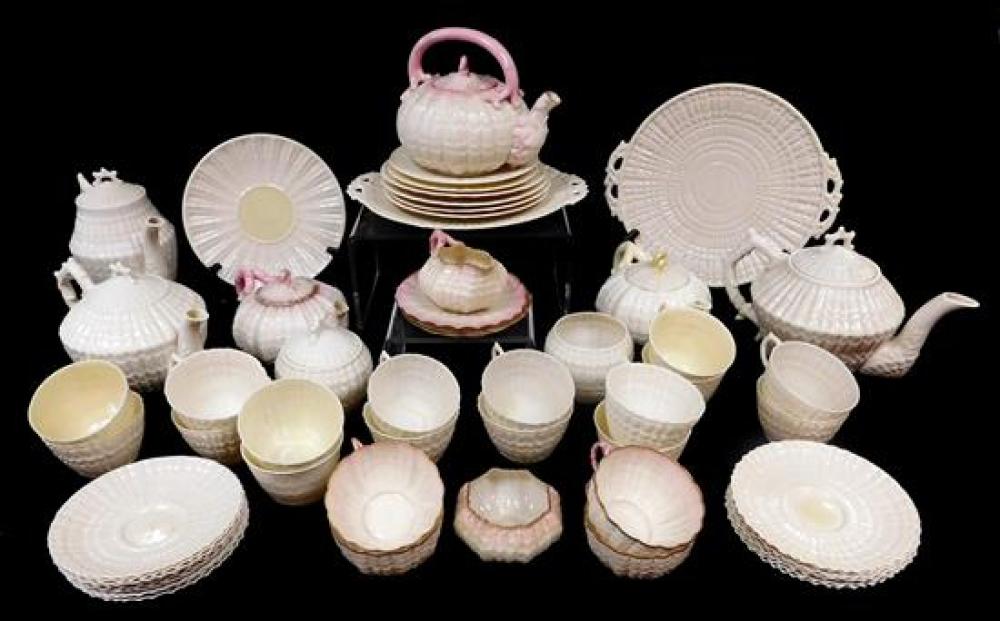 Appraisal: CHINA Belleek Irish porcelain fifty-nine pieces comprised from partial tea