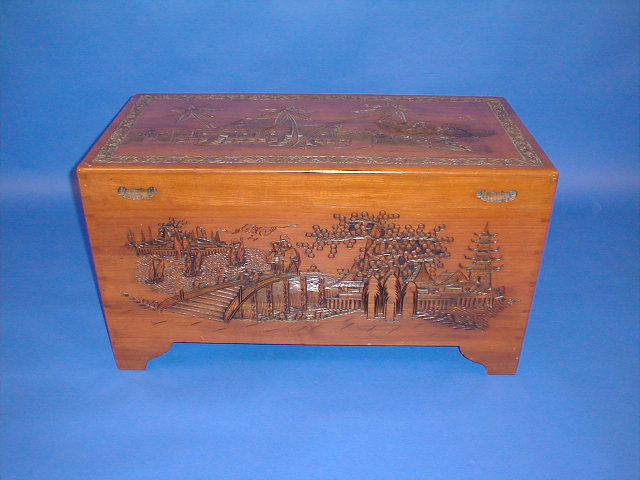 Appraisal: A carved camphor wood chest