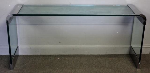 Appraisal: Midcentury Pace Chrome Glass Waterfall Console Attributed to Leon Rosen