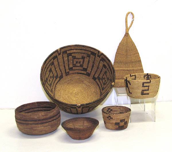 Appraisal: Five Western baskets Two Papago two Pima and a Pomo