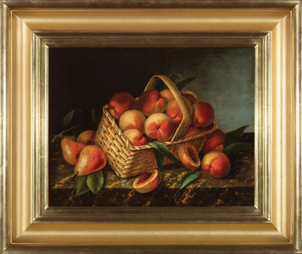 Appraisal: American School Still Life with a Basket of Peaches and