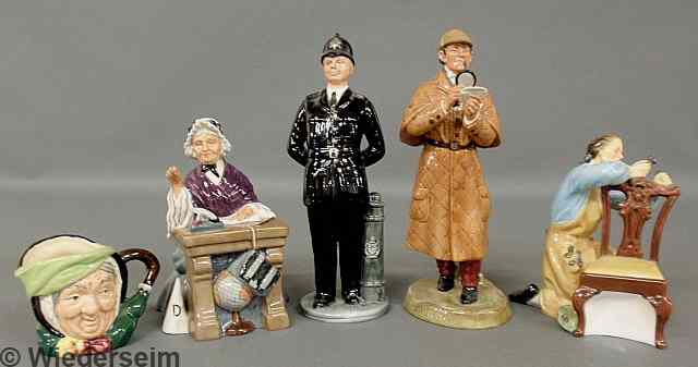 Appraisal: Five Royal Doulton porcelain figures- The Detective h The Bobby