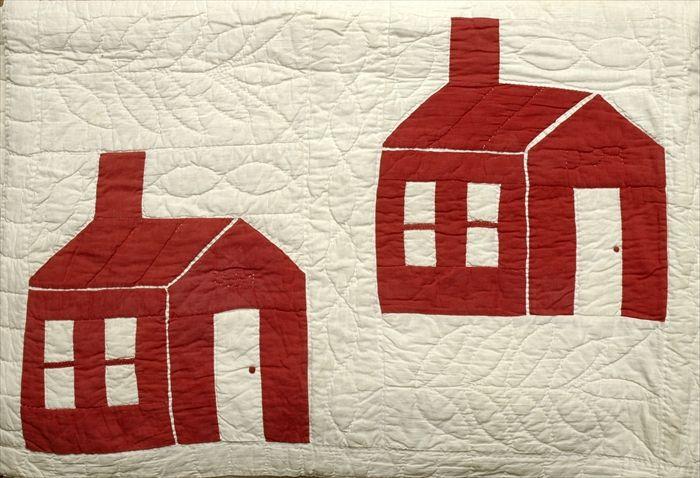 Appraisal: American Cotton Pieced 'School House' Pattern Quilt x in