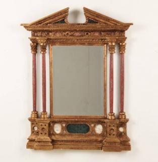 Appraisal: DECORATIVE GILT WOOD AND MARBLE TABERNACLE MIRROR DECORATIVE GILT WOOD