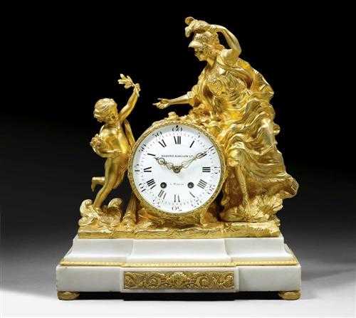 Appraisal: LARGE MANTEL CLOCK MINERVE Louis XVI style the dial signed