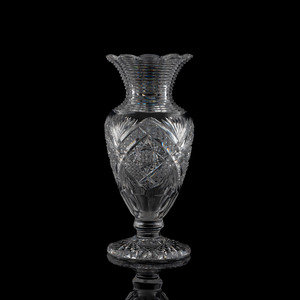 Appraisal: A J Hoare Brilliant Period Cut Glass Baluster Vase with