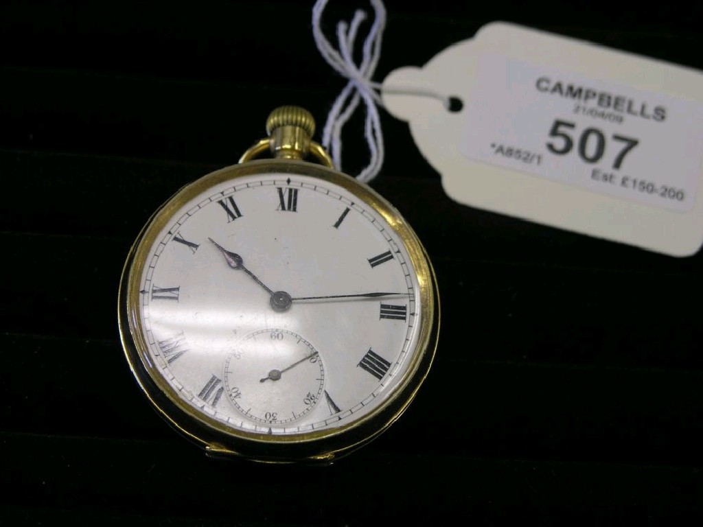 Appraisal: A gentleman's ct gold pocket watch keyless wind with enamelled