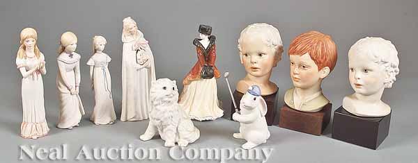 Appraisal: A Group of Ten Contemporary Porcelain and Bisque Figurines busts