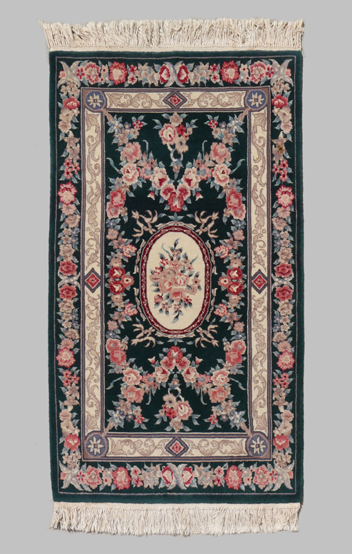 Appraisal: APPROX - YR OLD INDO-AUBUSSON HAND KNOTTED WOOL RUG '