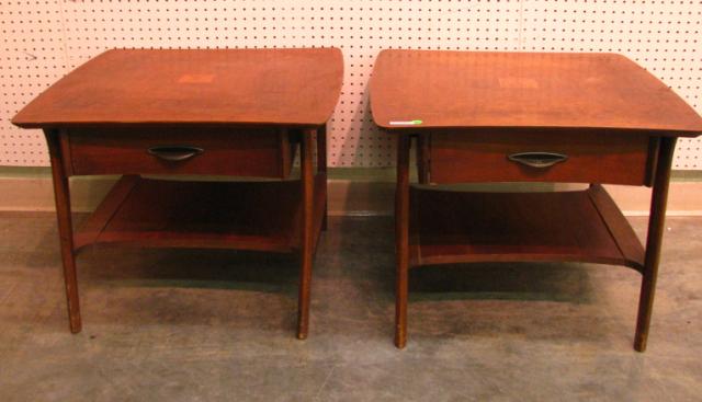 Appraisal: Pair of Mid-century modern end tables each with drawer and