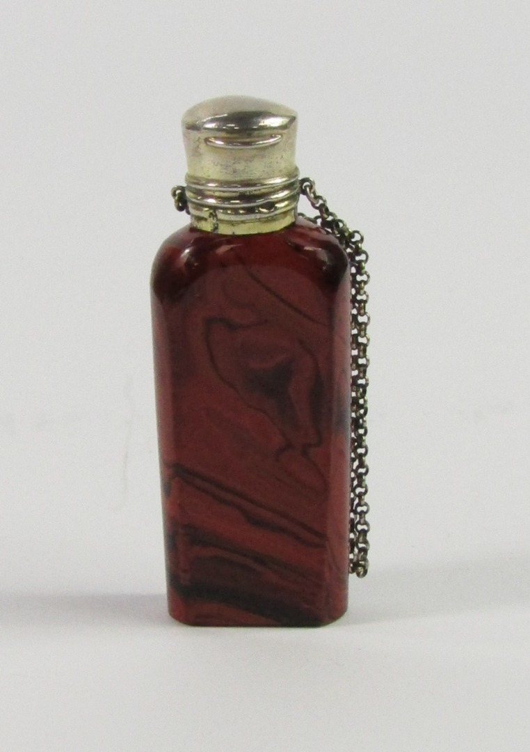 Appraisal: A late thC Continental red agate glass scent bottle clear