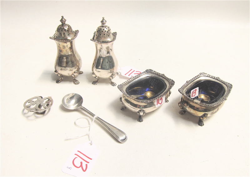 Appraisal: EIGHT STERLING SILVER TABLEWARE PIECES pair Birks footed salt cellars