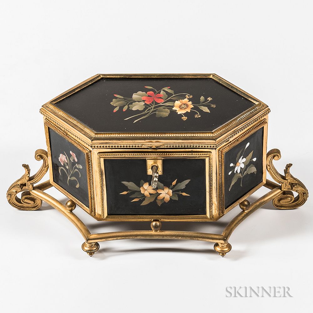 Appraisal: Gilt-metal-mounted Pietra Dura Box Gilt-metal-mounted Pietra Dura Box th century