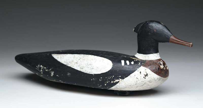 Appraisal: MAINE CARVED AND PAINTED MERGANSER DECOY Merganser Drake is painted