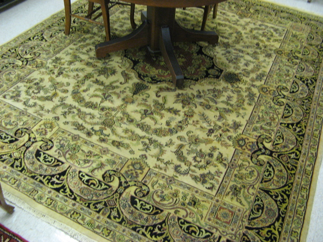 Appraisal: HAND KNOTTED ORIENTAL CARPET Indo-Persian French medallion and overall floral