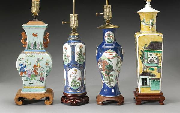 Appraisal: A group of polychrome enameled porcelain vases th and Early