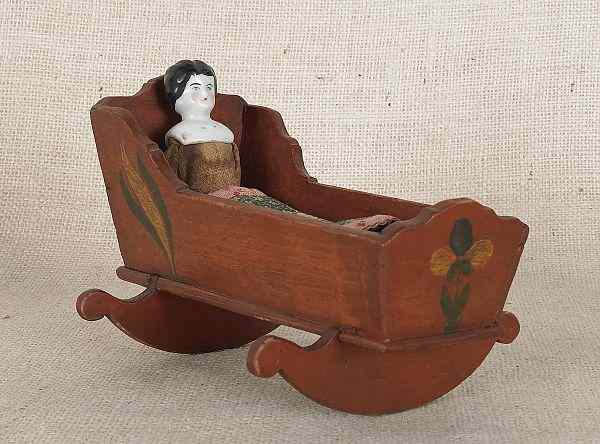 Appraisal: Jonas Weber Lancaster County Pennsylvania ca painted pine doll cradle