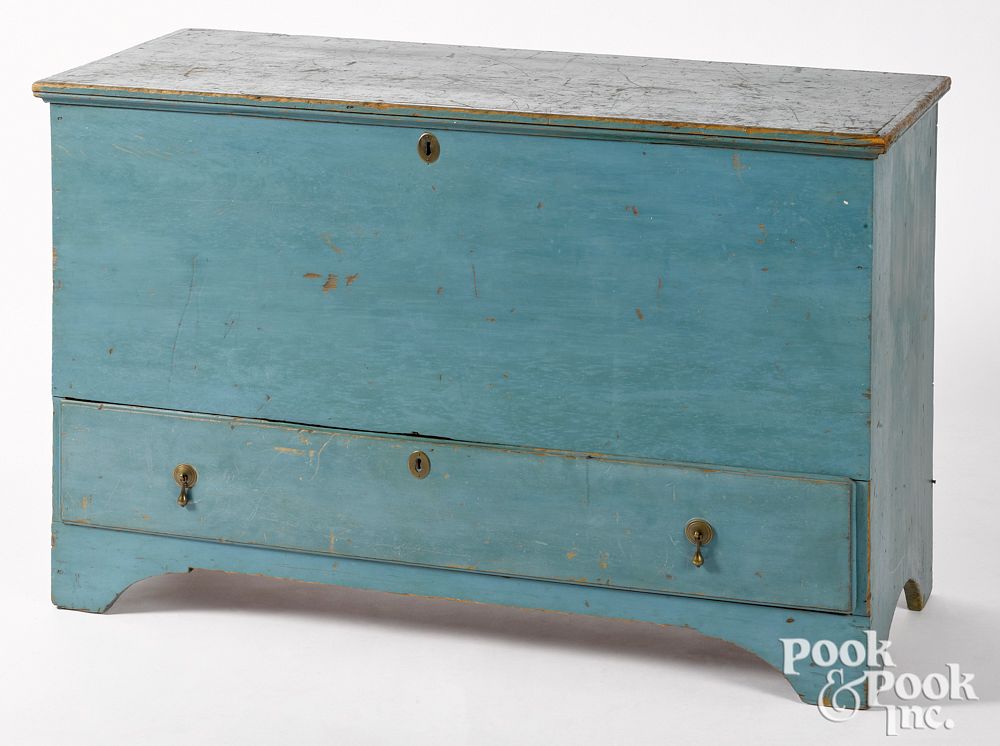 Appraisal: New England painted pine blanket chest New England painted pine