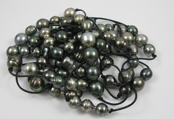 Appraisal: ROBERT WAN BLACK PEARL NECKLACE strung with baroque black pearls