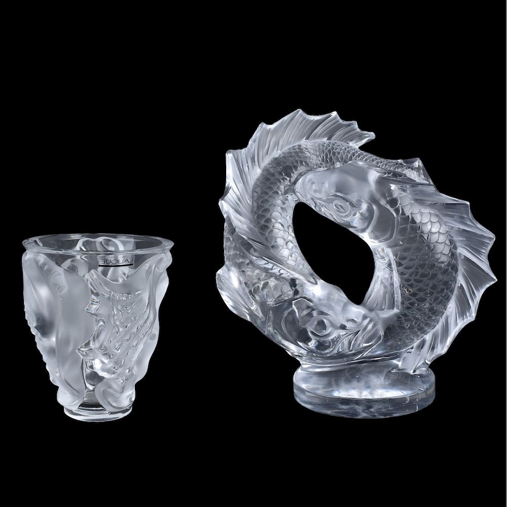 Appraisal: Two Lalique Crystal Tableware Two Piece Lalique Crystal Lot Includes