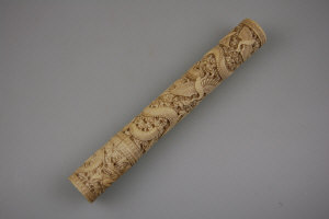 Appraisal: A th century Chinese carved ivory cylindrical spill-holder profusely carved