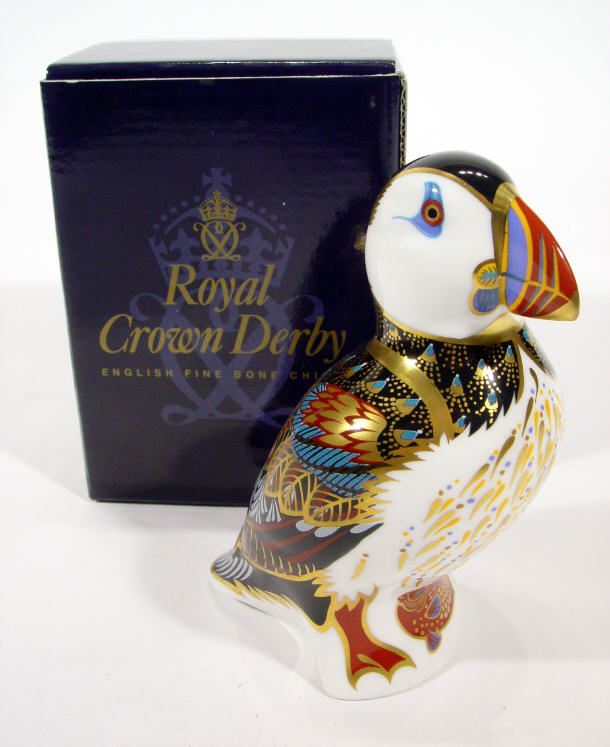 Appraisal: Royal Crown Derby puffin paperweight with gold stopper factory marks