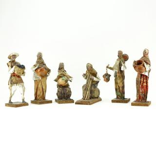 Appraisal: Collection of Six Mexican Folk Art Paper Mache Figurines Good