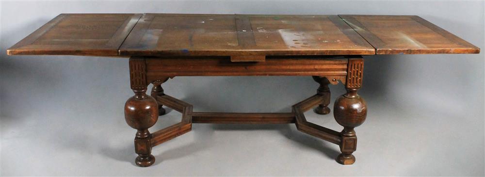 Appraisal: DUTCH BAROQUE STYLE OAK DINING TABLE WITH BALL LEGS AND