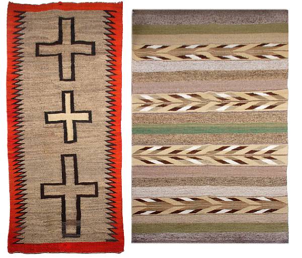 Appraisal: Two Navajo rugs size of larger approximately in x ft