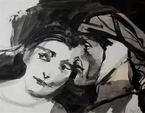 Appraisal: CARLOS ALONSO OTHELLO Y DESDEMONA Watercolor on paper x in