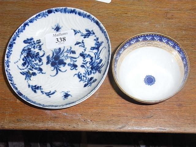 Appraisal: A CAUGHLEY RELIEF MOULDED UNDERGLAZED BLUE SAUCER a Worcester saucer