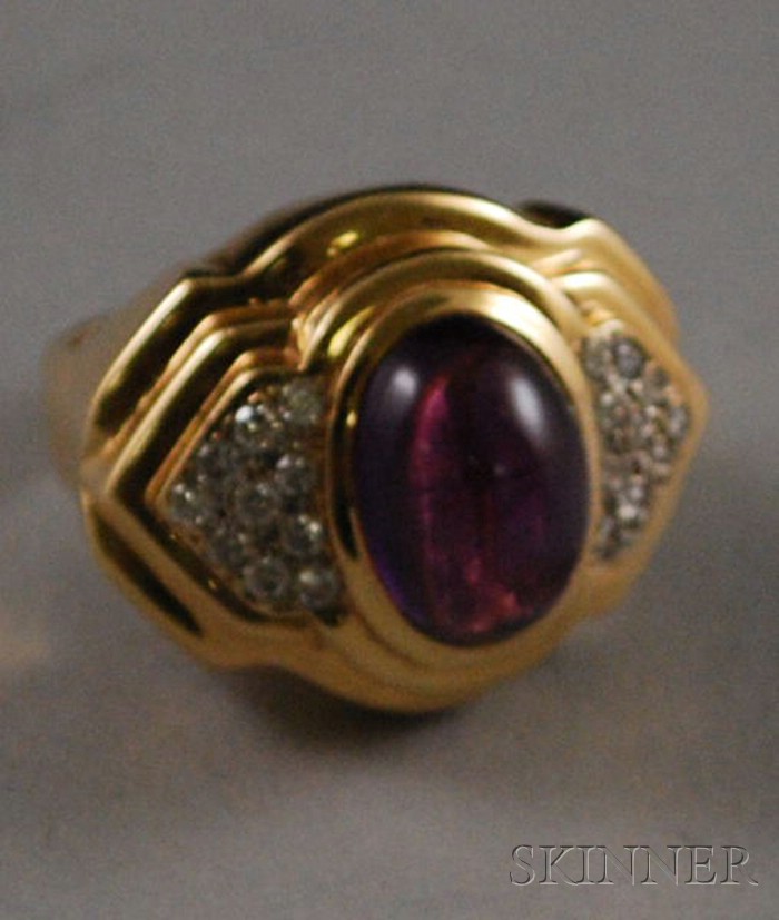 Appraisal: kt Gold Amethyst and Diamond Cocktail Ring size total dwt