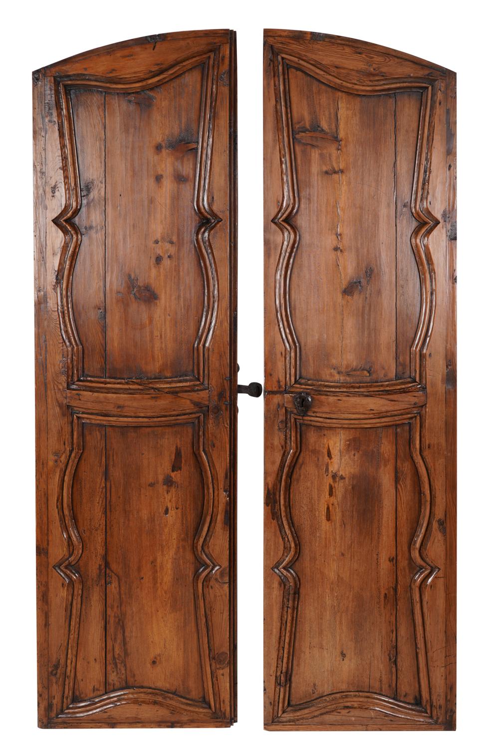 Appraisal: PAIR OF WOOD DOORSwith iron hardware each door x inches