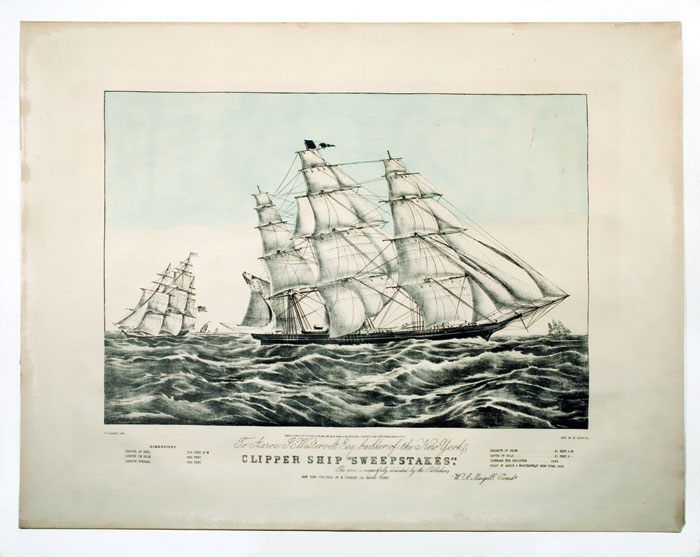 Appraisal: CLIPPER SHIP quot SWEEPSTAKES quot Large-folio handcolored lithograph after F