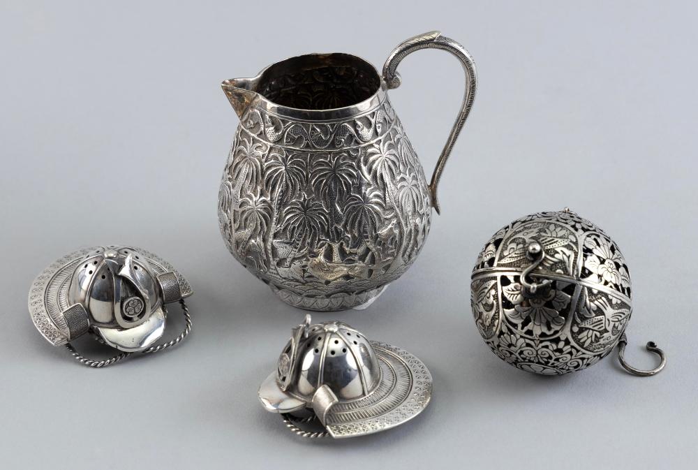 Appraisal: FOUR ASIAN SILVER TABLEWARES TH TH CENTURY APPROX TROY OZ